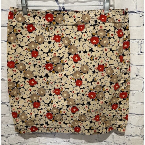 Ann Taylor LOFT Stretchy Floral Print Skirt Warm Colors Womens Size 10 - Picture 1 of 6